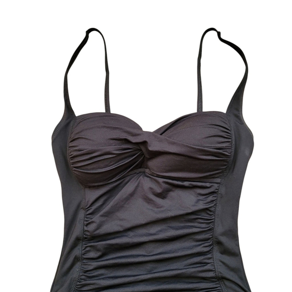 La Blanca by Rod Beattie Shirred One Piece Swimsuit Size 6 Black Excellent Cond. - Picture 4 of 8